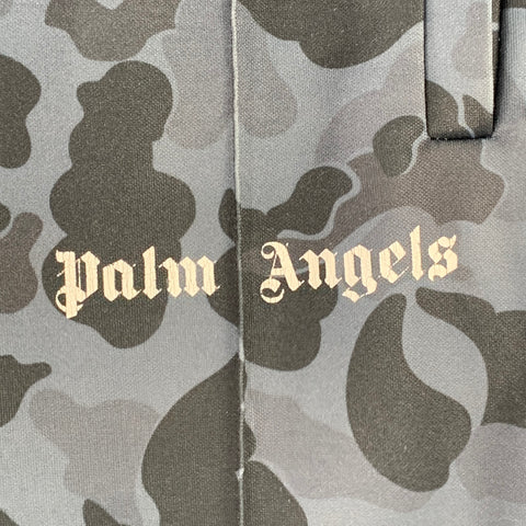 PALM ANGELS Size XL Navy Black Camouflage Polyester Drawstring Casual Pants