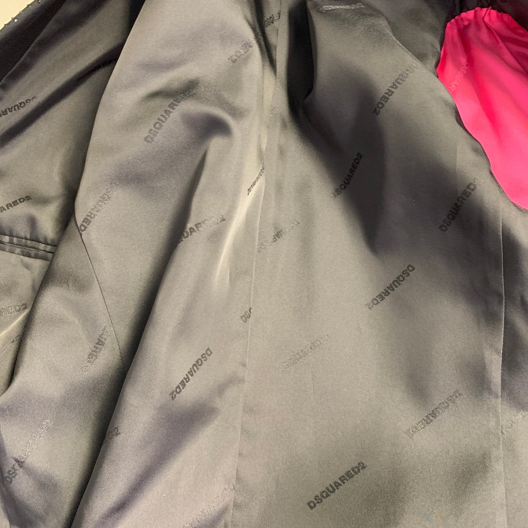 DSQUARED2 Size 38 Black Wool Silk Rhinestone Studded Peak Lapel Sport Coat