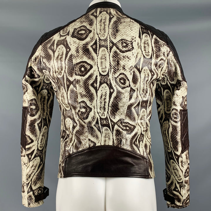 BELSTAFF Size S Brown White Snakeskin Leather Biker Jacket