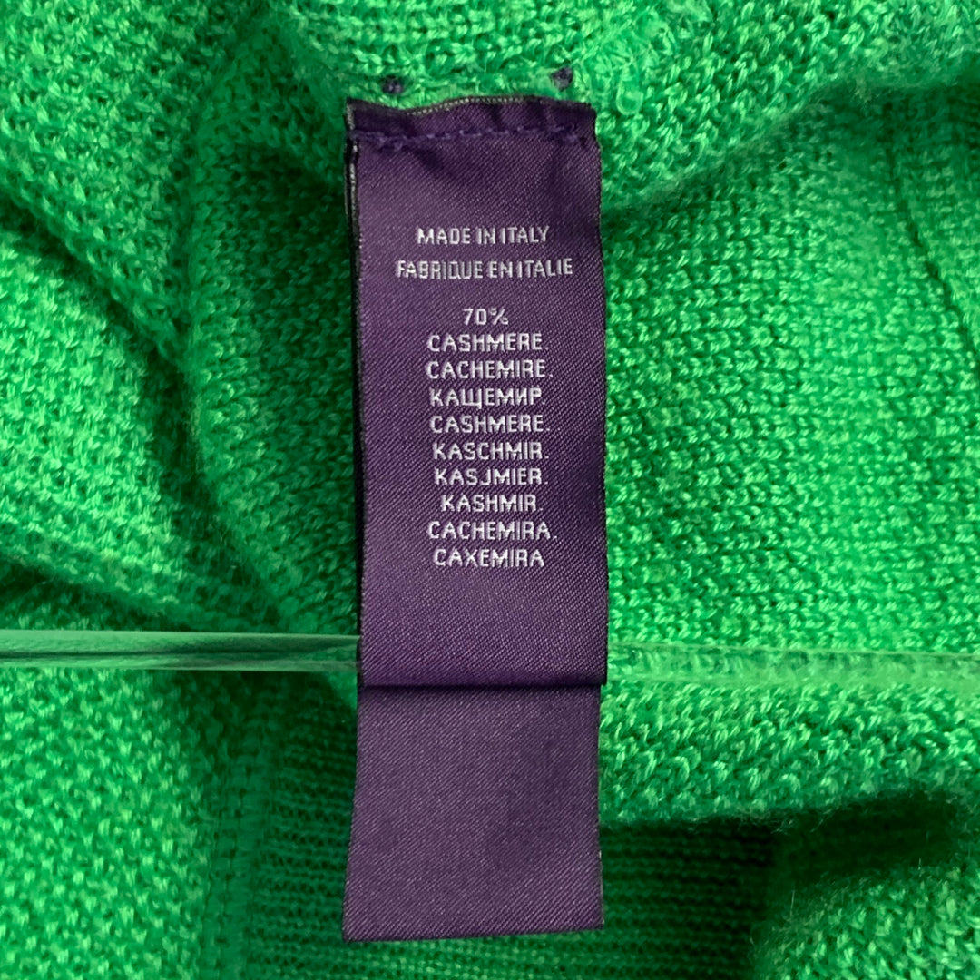 RALPH LAUREN Size M Green Waffle Knit Cashmere Silk Hoodie Sweater