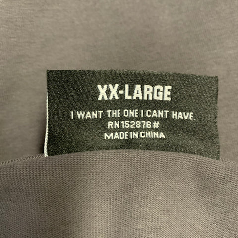 PLEASURES Size XXL Charcoal Grey Blue White Graphic Cotton Crew-Neck T-shirt