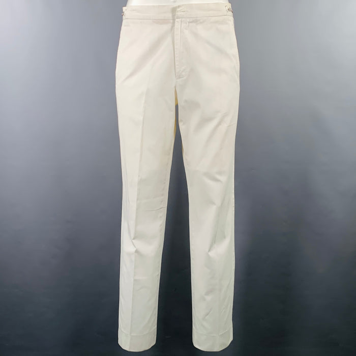 VERSACE JEANS Size 32 White Cotton Flat Front Casual Pants