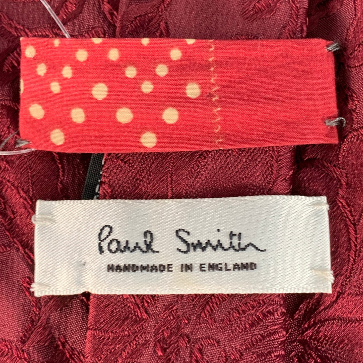 PAUL SMITH Red Burgundy Floral Jacquard Silk Tie