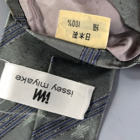 ISSEY MIYAKE Gray Navy Jacquard Silk Tie