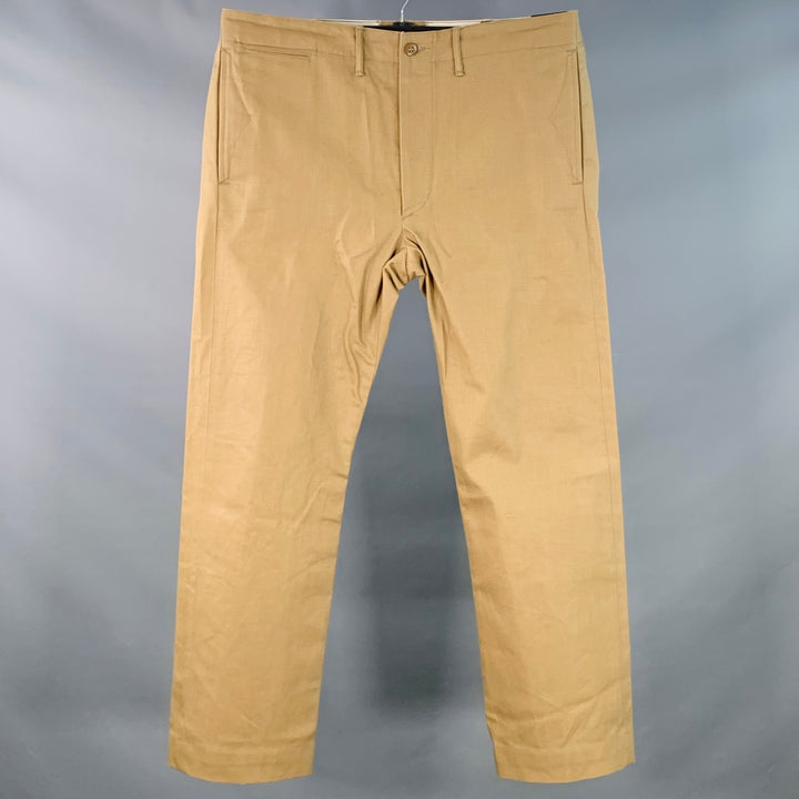 RRL by RALPH LAUREN Size 36 Camel Cotton Selvedge Twill Straight Button Fly Chino Casual Pants
