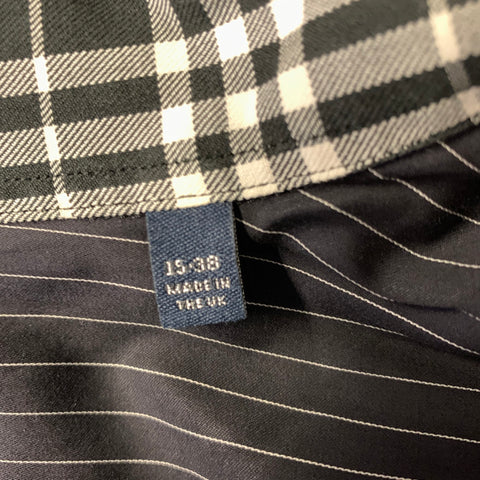 BURBERRY LONDON Size S Black White Pinstripe Cotton Button Up Long Sleeve Shirt