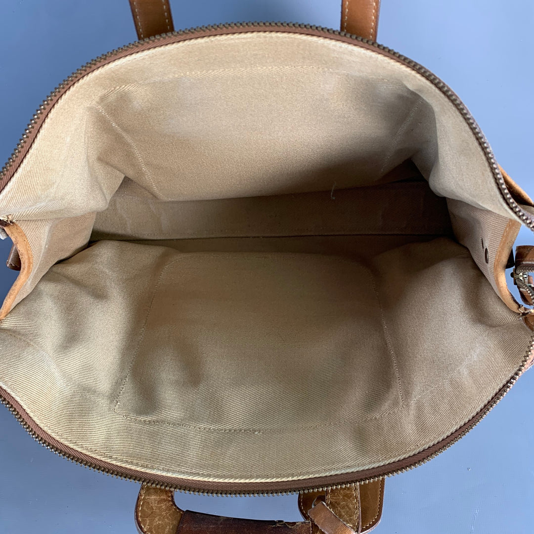 GHURKA Brown Tan Leather Canvas Briefcase