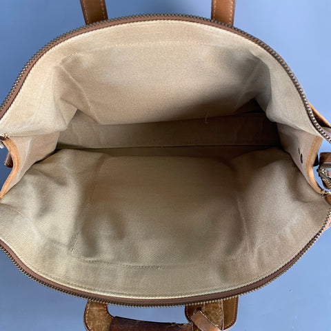 GHURKA Brown Tan Leather Canvas Briefcase
