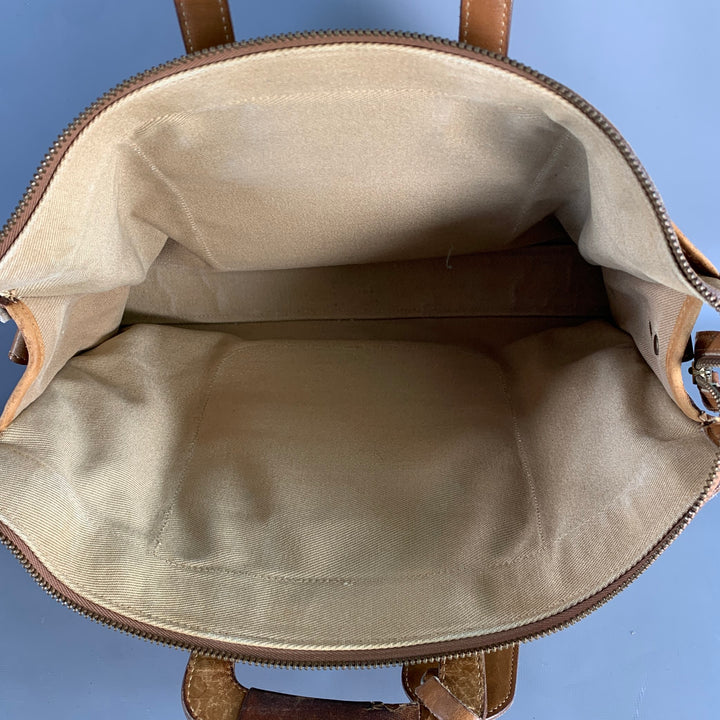 GHURKA Brown Tan Leather Canvas Briefcase
