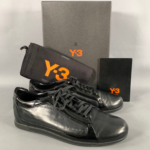 Y-3 Size 9 Black Mixed Patterns Leather Vulcanized sole Sneakers