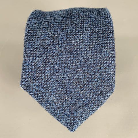 Cravate Vintage en Laine Vierge Tissée Bleu Noir