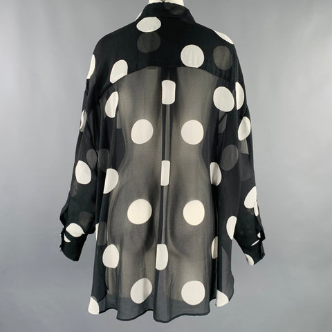 FOR LOVE & LEMONS Size S Black White Polyester Polka Dot Oversized Shirt