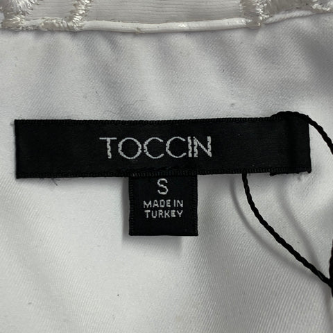 TOCCIN(NY) Robe chemise trapèze en dentelle de polyester ivoire avec ceinture, taille S
