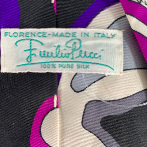PUCCI Purple Fuchsia Geometric Silk Tie