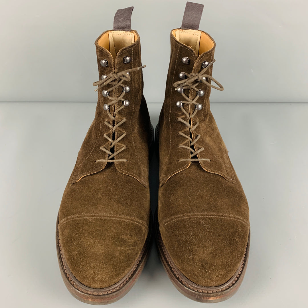CROCKETT & JONES Size 10 Brown Suede Cap Toe Boots