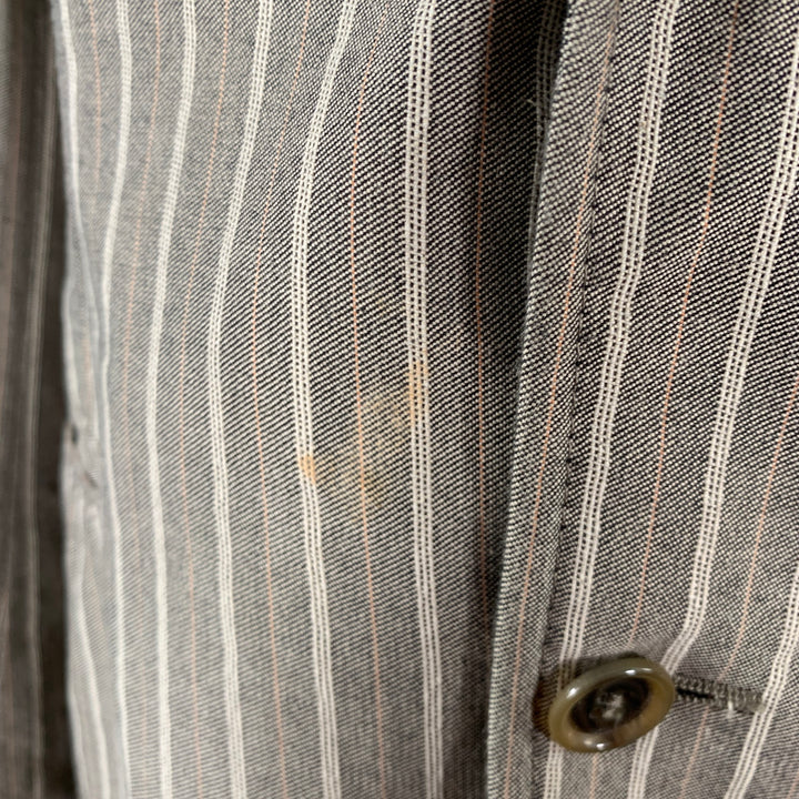 VESTIMENTA Size 42 Taupe White Stripe Cotton Notch Lapel Sport Coat