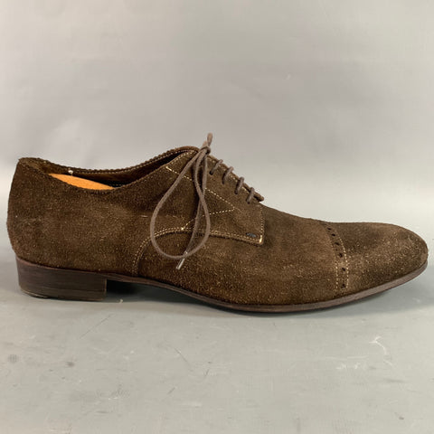 PAUL SMITH Size 7.5 Brown White 436169 K194 7.5 Suede Lace Up Shoes