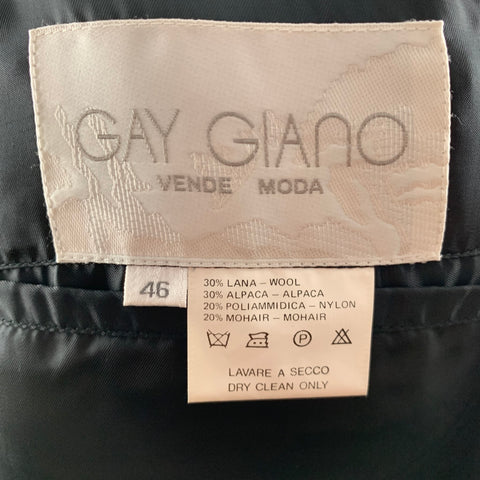 GAY GIANO Taille 36 Manteau à revers cranté en mélange de laine unie noire