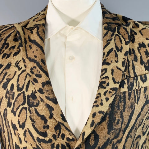 PAUL & JOE Size L Brown Black Animal Print Acrylic Blend Sport Coat