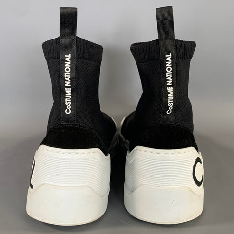 CoSTUME NATIONAL Size 9 Black White Fabric Pull On Boots