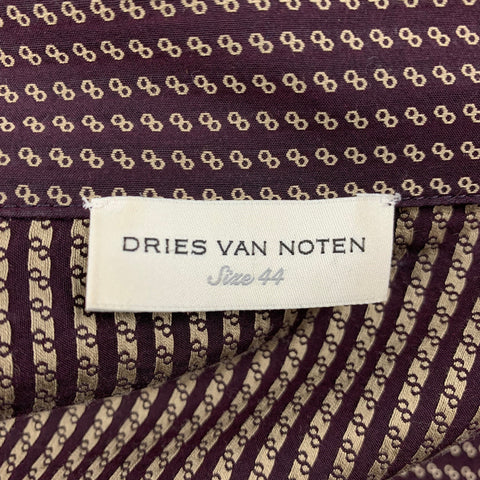 DRIES VAN NOTEN Size 12 Purple Gold Jacquard Robe Coat