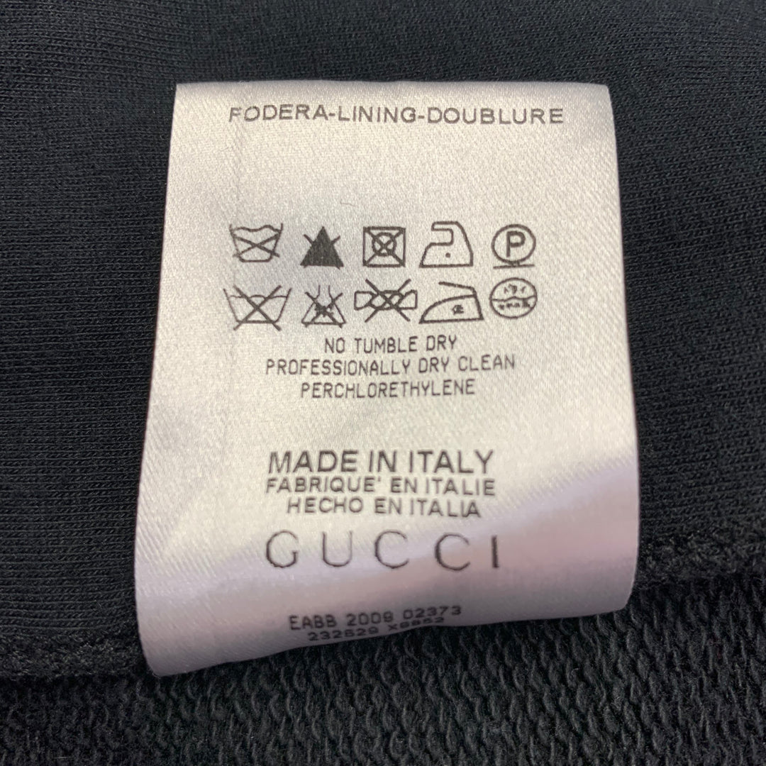 GUCCI Size XL Black Cotton Blend Hooded Slim Fit Zip Up Jacket