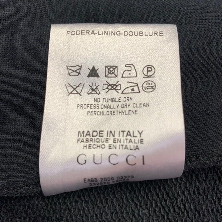 GUCCI Size XL Black Cotton Blend Hooded Slim Fit Zip Up Jacket