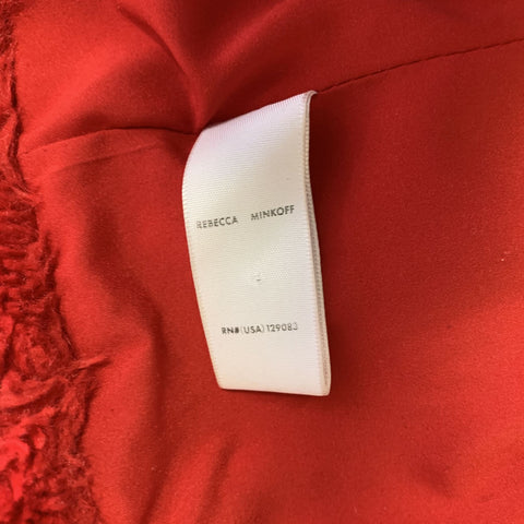REBECCA MINKOFF Size M Red Polyester Textured Biker Jacket