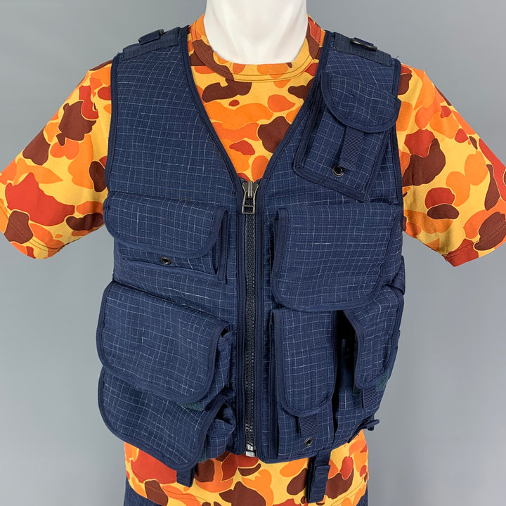 JUNYA WATANABE SS19 Size M Blue Yellow Grosgrain Utility Vest Shorts 3PC Set