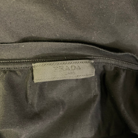 PRADA Size L Black Patch Cotton Crew-Neck T-shirt