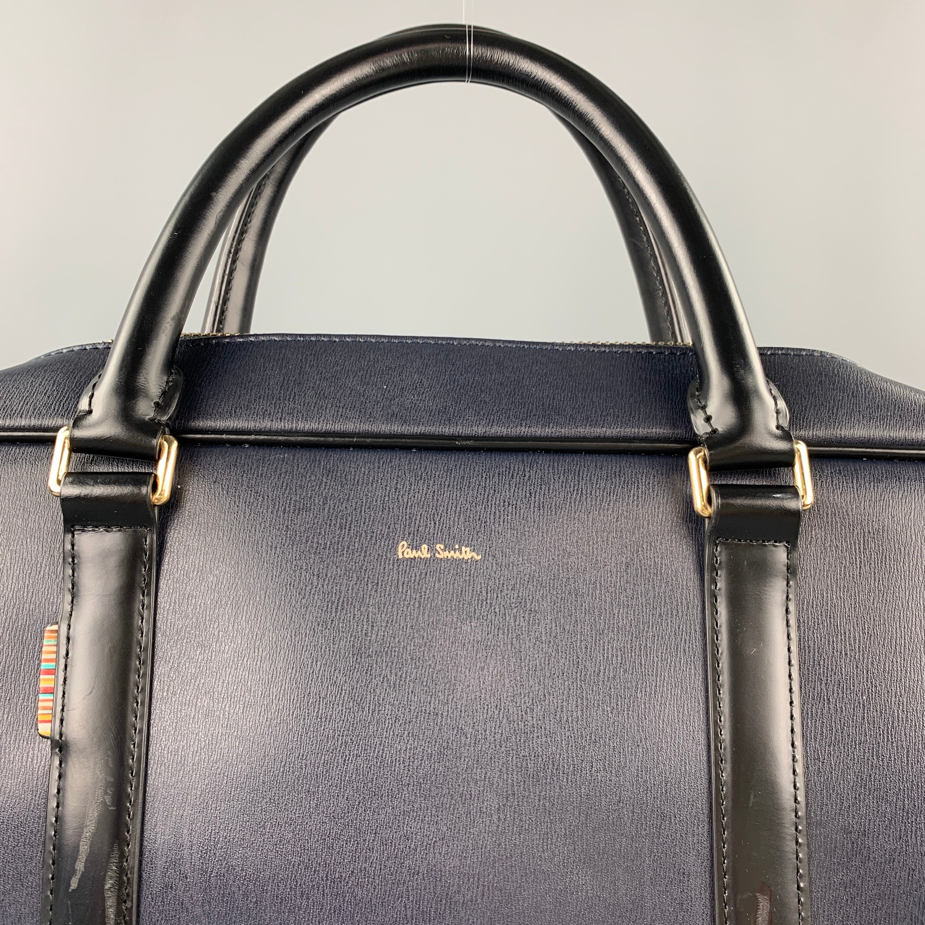 PAUL SMITH Navy & Black Leather Shoulder Strap Briefcase Bag – Sui