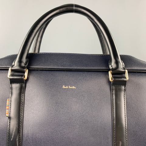PAUL SMITH Navy & Black Leather Shoulder Strap Briefcase Bag