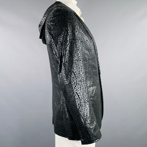 COMME des GARCONS HOMME PLUS Size L Black Marbled Polyester Sport Coat