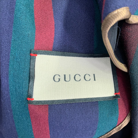 GUCCI 2019 Taille 42 Manteau en laine à rayures noires et bordeaux