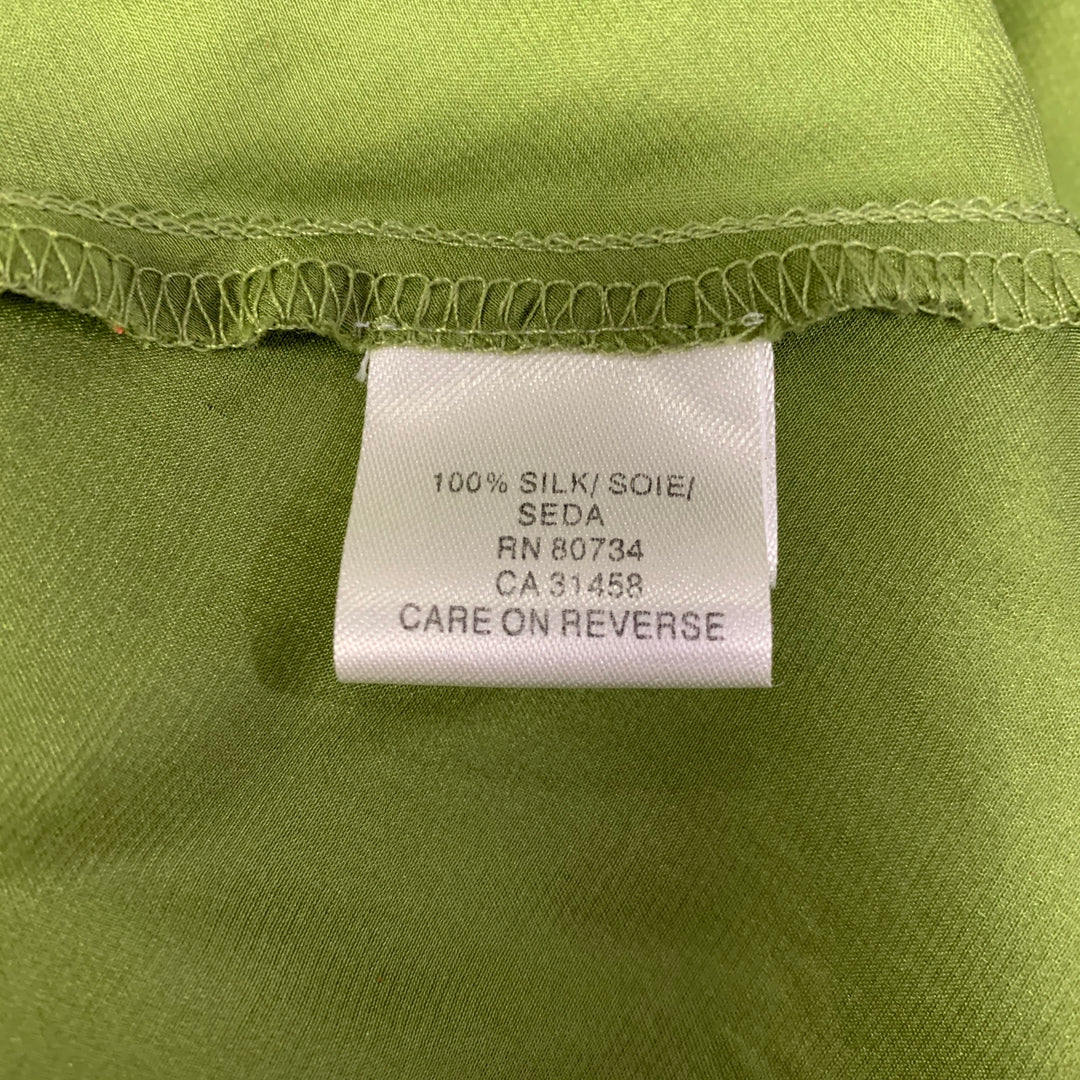 BCBG Size 12 Green Silk Mixed Fabrics Halter Mid Calf Dress