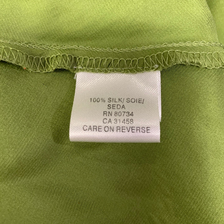 BCBG Size 12 Green Silk Mixed Fabrics Halter Mid Calf Dress