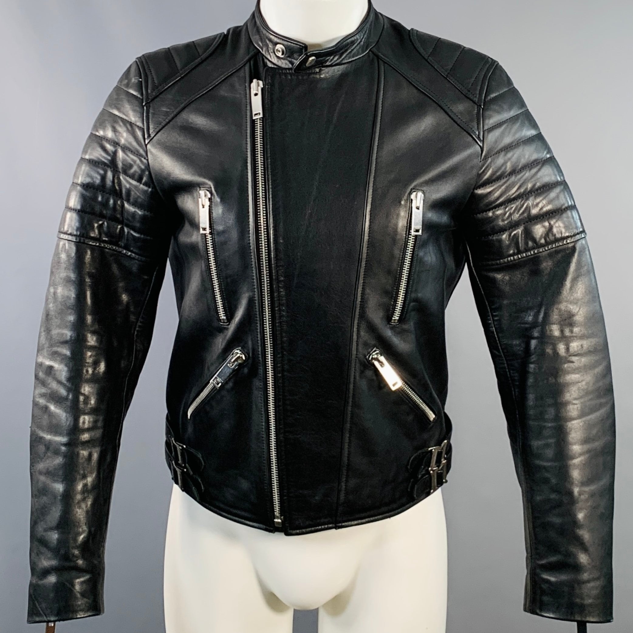 Sandro Leather Jacket Brown SANDRO Size S Black Quilted Calfskin