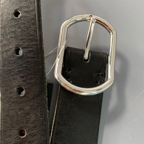 RALPH LAUREN Size 34 Black Silver Leather Belt