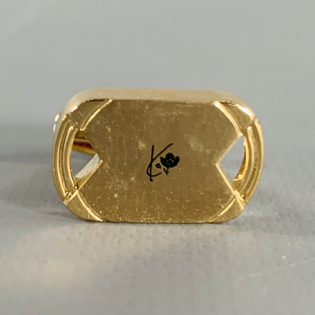 KENZO Gold Metal Monogram Cuff Links Tie Clip Set