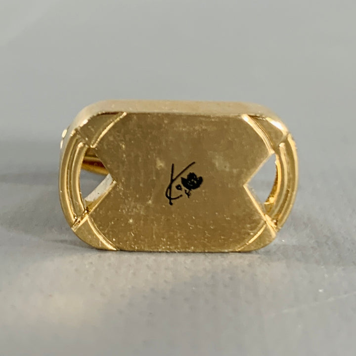 KENZO Gold Metal Monogram Cuff Links Tie Clip Set