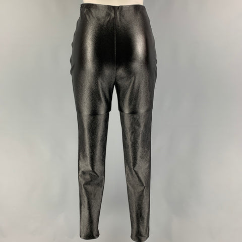 STAND STUDIO Size 0 Black Faux Leather Shimmer Side Zipper Leggings