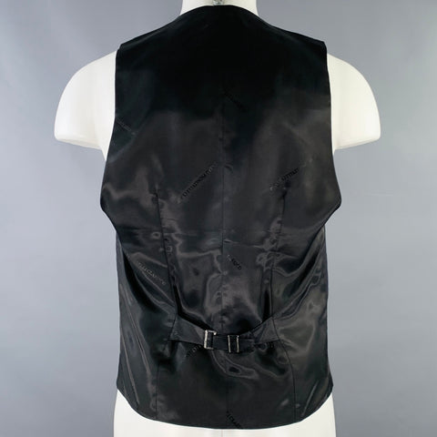 CARLO PIGNATELLI Size 38 Black Floral Wool Silk V-Neck Vest