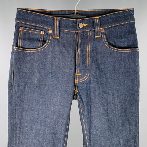 NUDIE JEANS Taille 29 Jean slim en coton mélangé avec surpiqûres contrastantes bleu