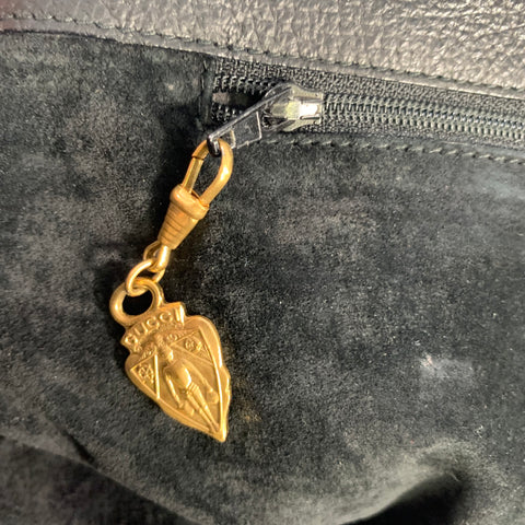 GUCCI Black Suede Leather Tote Bags