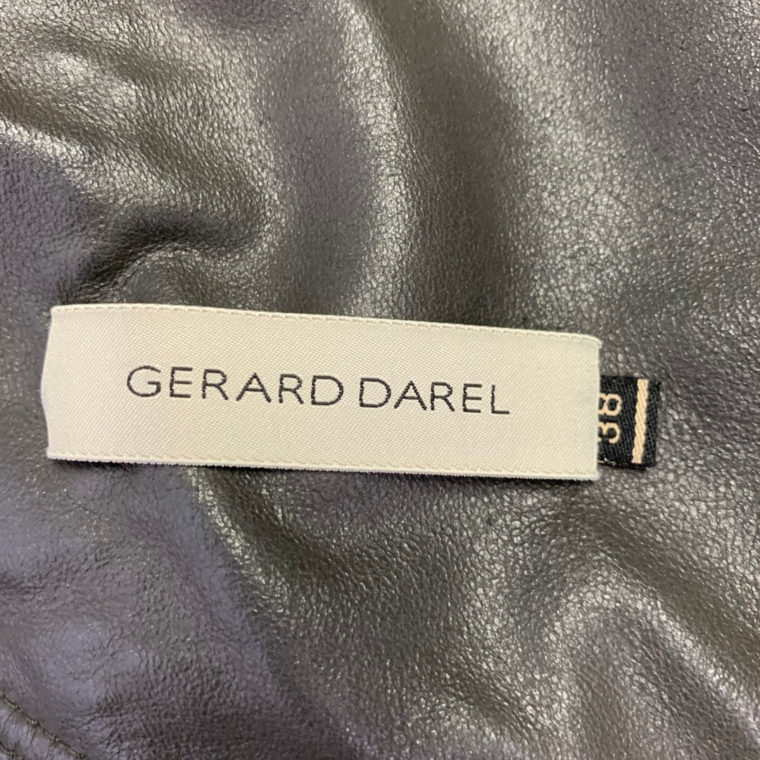 GERARD DAREL Size 2 Grey Taupe Sheepskin Shearling Double Zipper Jacket