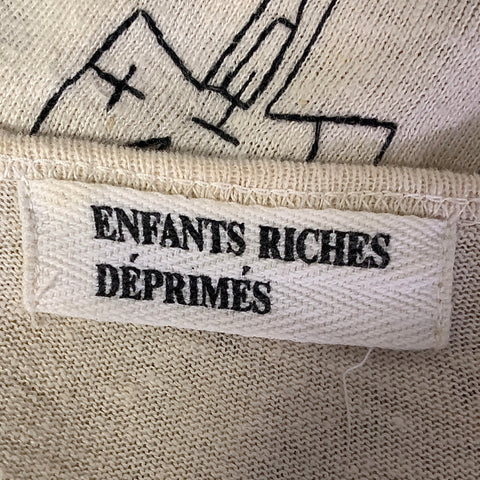 ENFANTS RICHES DEPRIMES M Beige Black Embroidery Cotton Crew Neck Pullover