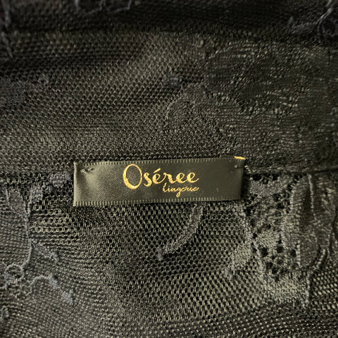 OSEREE Size S M Black Polyamide Elastane Lace Button Up Shirt