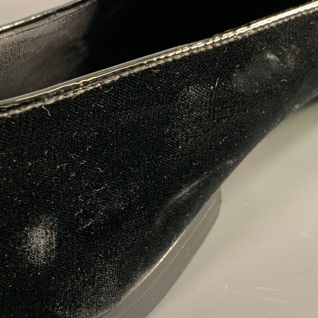 JIMMY CHOO Size 11.5 Black Grey Glitter Velvet Loafers