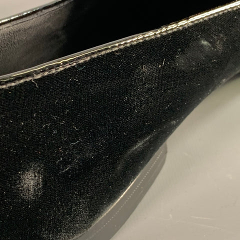 JIMMY CHOO Size 11.5 Black Grey Glitter Velvet Loafers
