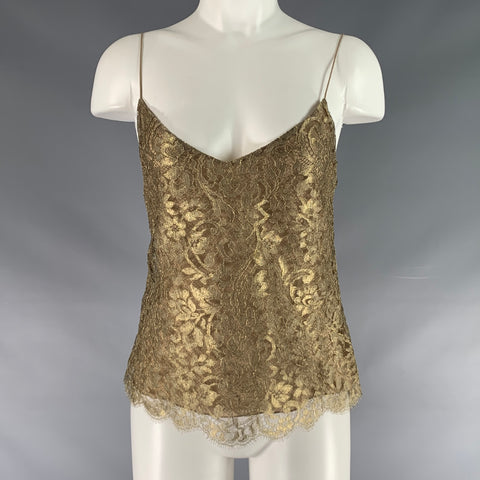 RALPH LAUREN Size 4 Gold Viscose Blend Camisole Dress Top